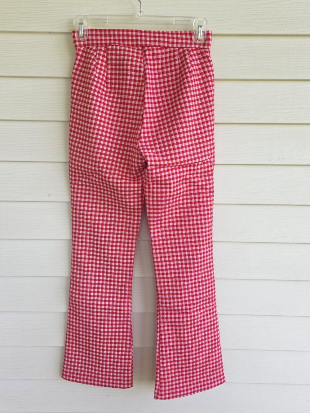 NWT Zara red and white gingham cropped flare pants - Picture 2 of 5